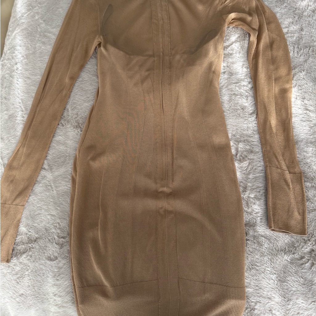 Herve Leger Gold Long Sleeve Dress
